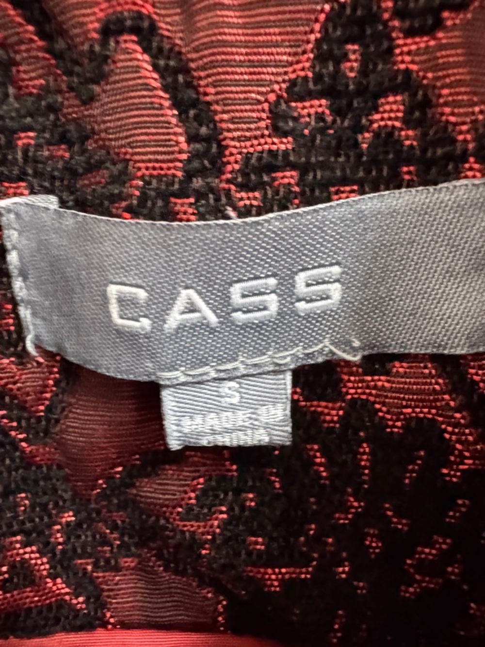 Cass Red Brocade Military-Style Blazer Jacket - Picture 3 of 8